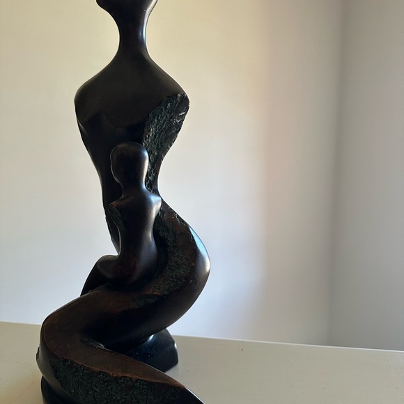 Abstract Bronze Sculpture - Elegant Bronze, Cooper and Turquoise Art Piece - Picture 7 of 8